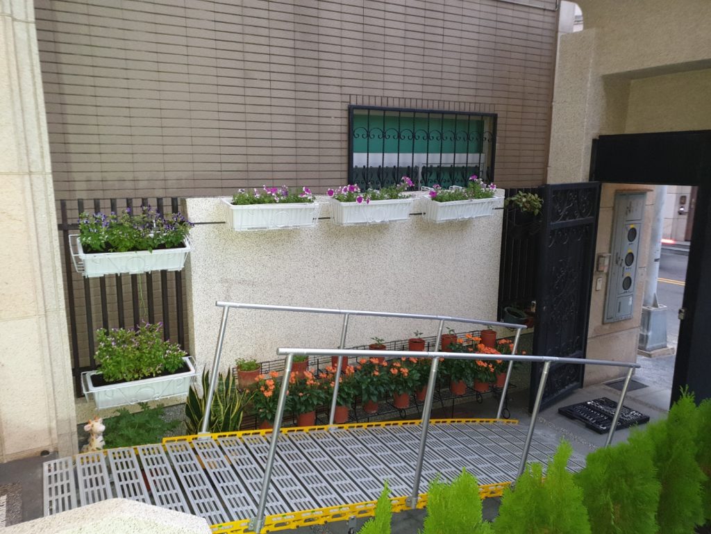 斜坡捲板搭配花草感覺超美